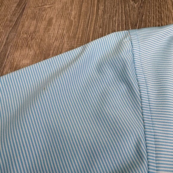 F&G Tech Mens Blue White Striped Masters Performance Golf Polo Shirt Size Large - Picture 9 of 13